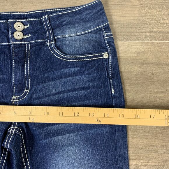 Faded Glory Girls Capri Jeans Size 10 Embroidered Cuffed Low Rise W26 x L15 - Picture 4 of 8